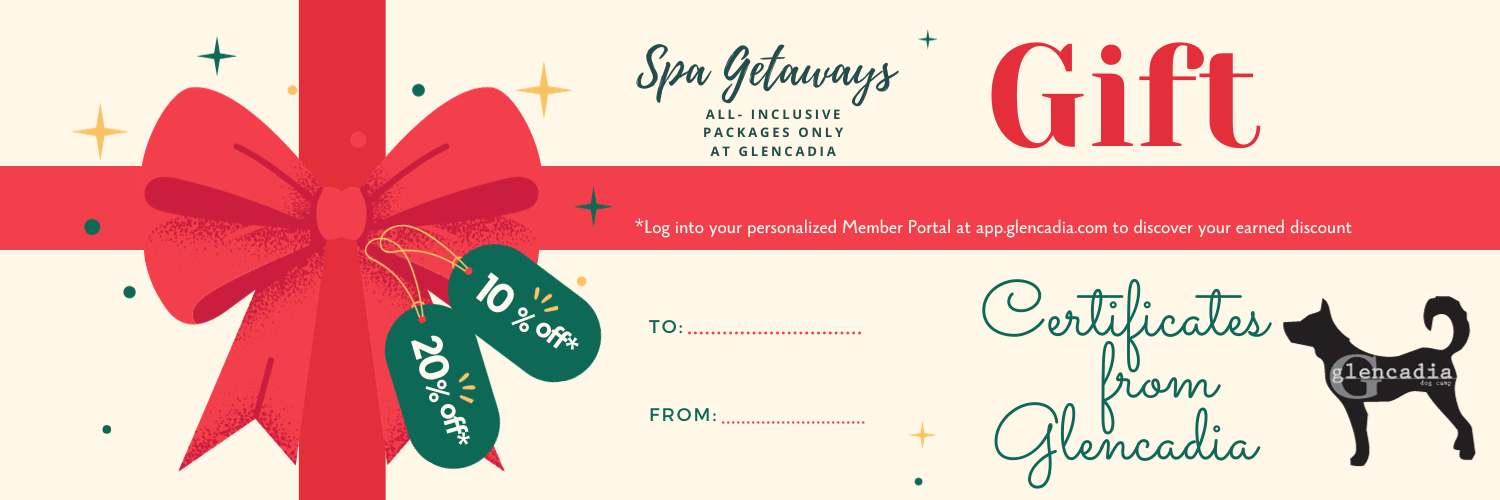 Gift Certificates at Glencadia Dog Camp Gift Voucher Ribbon To and From Spa Getaways Dog Grooming